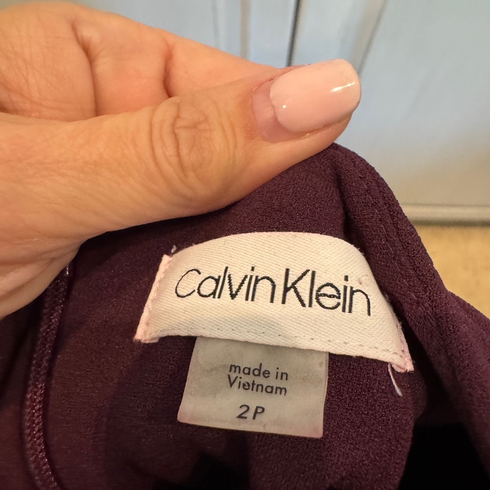 Calvin Klein Plum Ruffle Sleeve Midi Dress - Picture 6 of 6